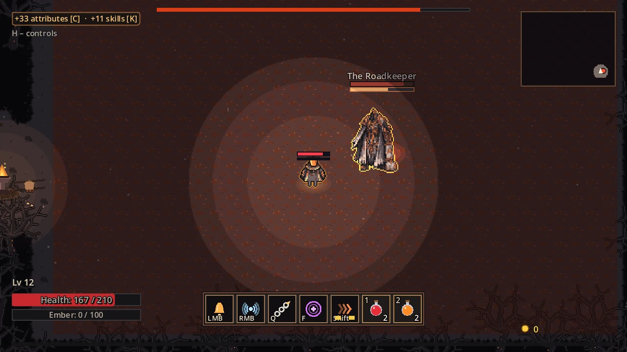 The Roadkeeper in his arena, open to attack
